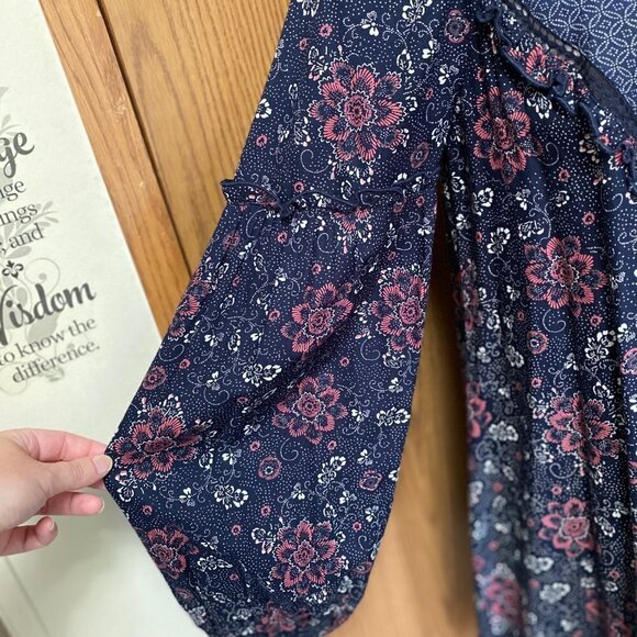 Hinge Boho Floral Mini Dress Cottage Core Medium - Picture 5 of 7